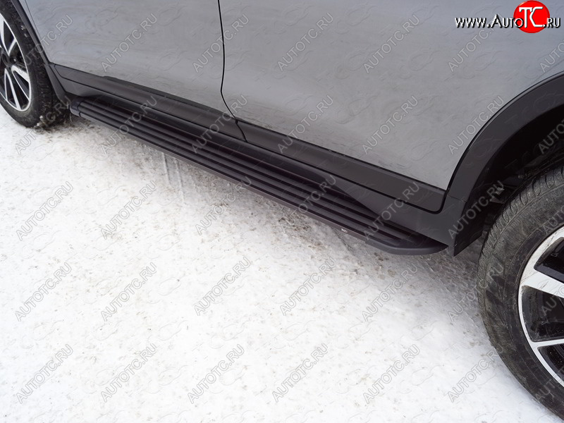21 999 р. Пороги алюминиевые Slim Line ТСС Тюнинг  Nissan X-trail  3 T32 (2017-2022) рестайлинг (Black)  с доставкой в г. Керчь