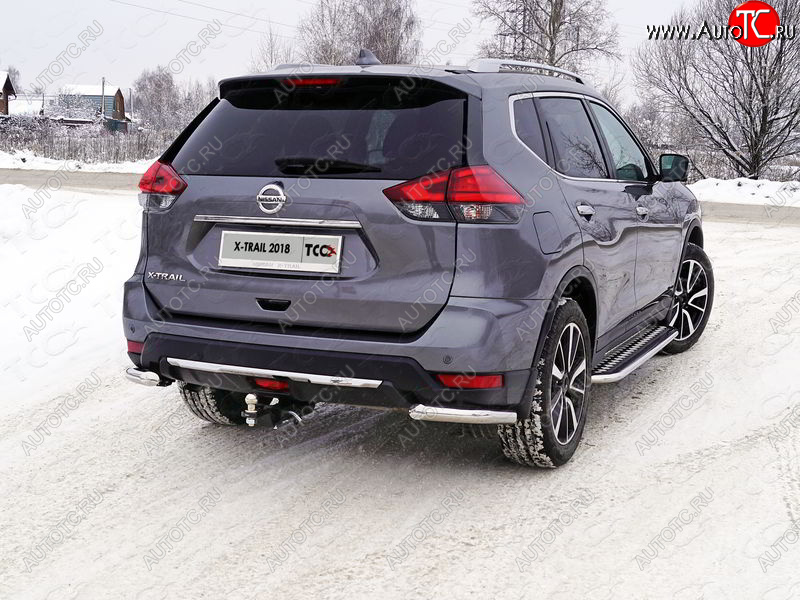 18 399 р. Защита заднего бампера (уголки, d60,3 мм) TCC Nissan X-trail 3 T32 рестайлинг (2017-2022)  с доставкой в г. Керчь