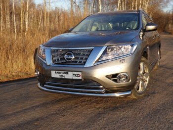  Защита передняя нижняя двойная 76,1*50,8 мм Тюнинг Nissan Pathfinder  R52 (2012-2017) дорестайлинг (нержавейка)