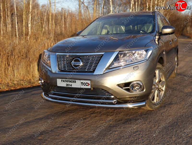 29 449 р.  Защита передняя нижняя двойная 76,1*50,8 мм Тюнинг  Nissan Pathfinder  R52 (2012-2017) дорестайлинг (нержавейка)  с доставкой в г. Керчь