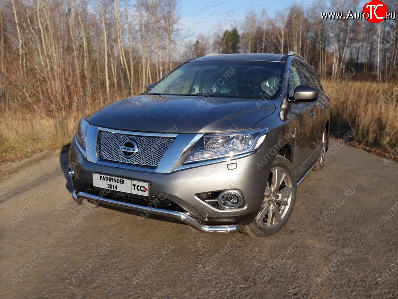 24 999 р. Защита переднего бампера кенгурин 60,3 мм ТСС Тюнинг  Nissan Pathfinder  R52 (2012-2017) дорестайлинг (нержавейка)  с доставкой в г. Керчь