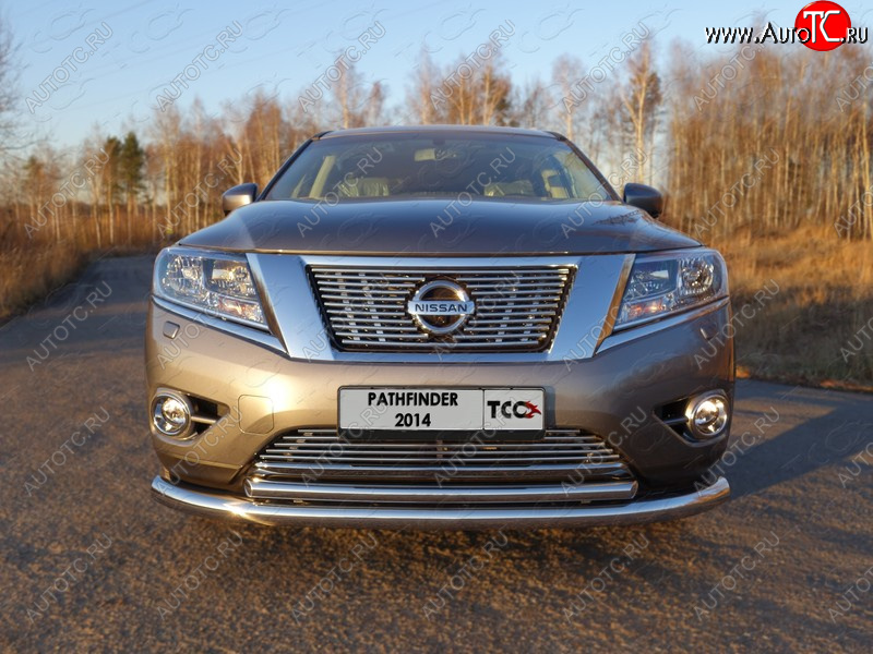 8 799 р. Верхняя декоративная вставка решетки радиатора ТСС Тюнинг  Nissan Pathfinder  R52 (2012-2017) дорестайлинг (d 12 мм)  с доставкой в г. Керчь