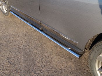 Пороги овальные с накладкой 120х60 мм, ТСС Тюнинг Nissan Pathfinder R52 дорестайлинг (2012-2017) (серые)