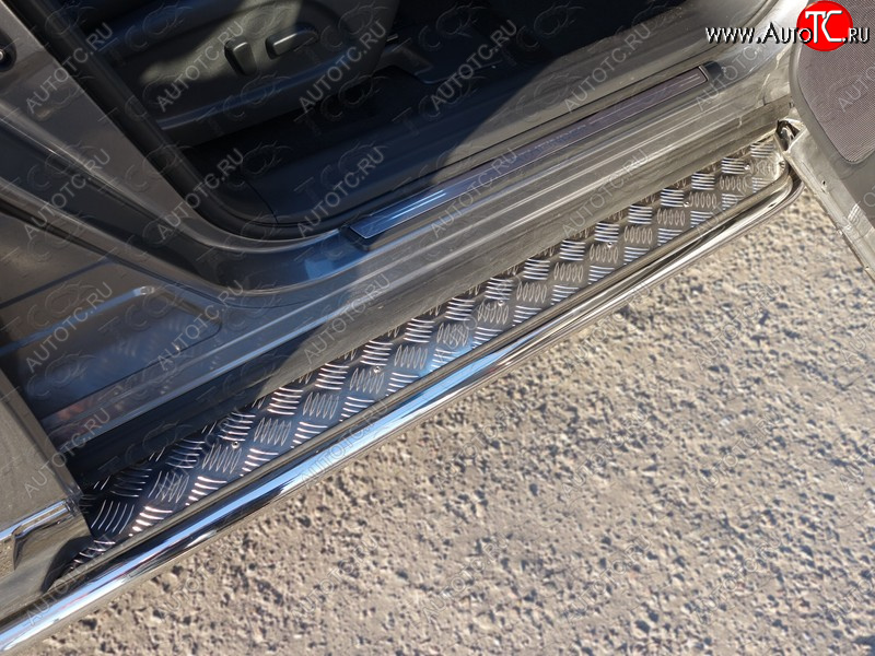 31 999 р. Пороги с площадкой 42,4 мм ТСС Тюнинг  Nissan Pathfinder  R52 (2012-2017) дорестайлинг (серые)  с доставкой в г. Керчь