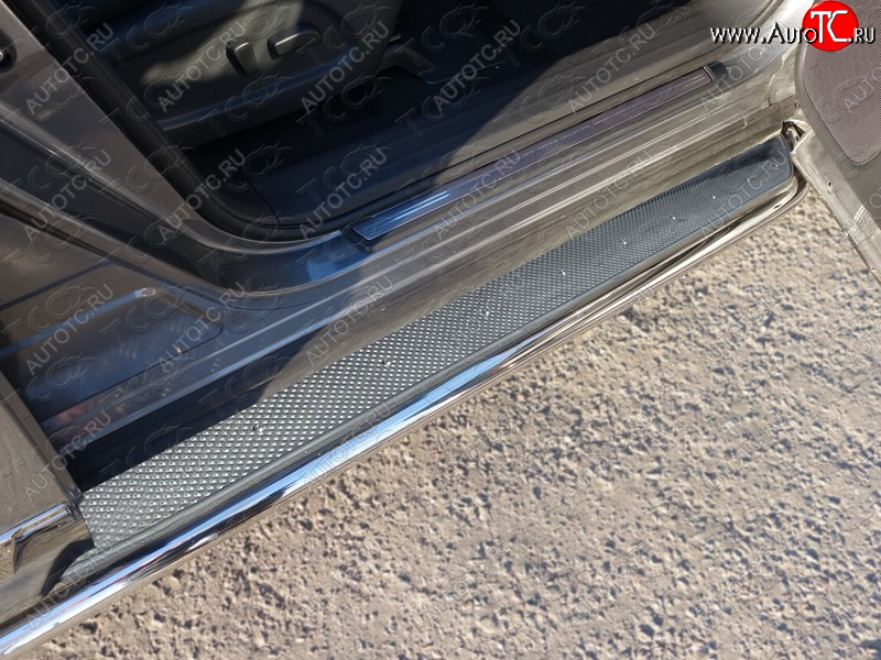 41 749 р. Пороги с площадкой 42,4 мм ТСС Тюнинг  Nissan Pathfinder  R52 (2012-2017) дорестайлинг (нержавейка)  с доставкой в г. Керчь