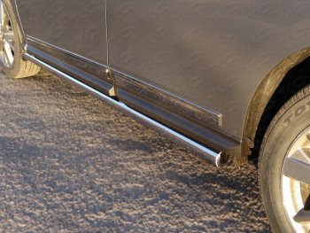 Защита порогов труба 76,1 мм ТСС Тюнинг Nissan Pathfinder R52 дорестайлинг (2012-2017) (серые)