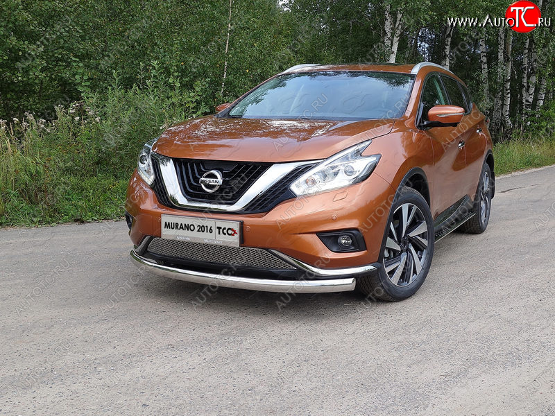 23 899 р. Защита переднего бампера нижняя овальная 75х42 мм ТСС Тюнинг Nissan Murano 3 Z52 дорестайлинг (2015-2022) (нержавейка)  с доставкой в г. Керчь