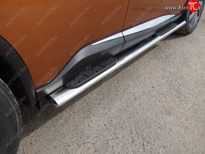 40 799 р. Пороги овальные с накладкой 120х60 мм, ТСС Тюнинг  Nissan Murano  3 Z52 (2015-2022) дорестайлинг (серые)  с доставкой в г. Керчь
