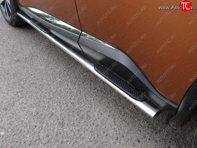 31 399 р. Пороги овальные с накладкой 75х42 мм ТСС Тюнинг  Nissan Murano  3 Z52 (2015-2022) дорестайлинг (серые)  с доставкой в г. Керчь