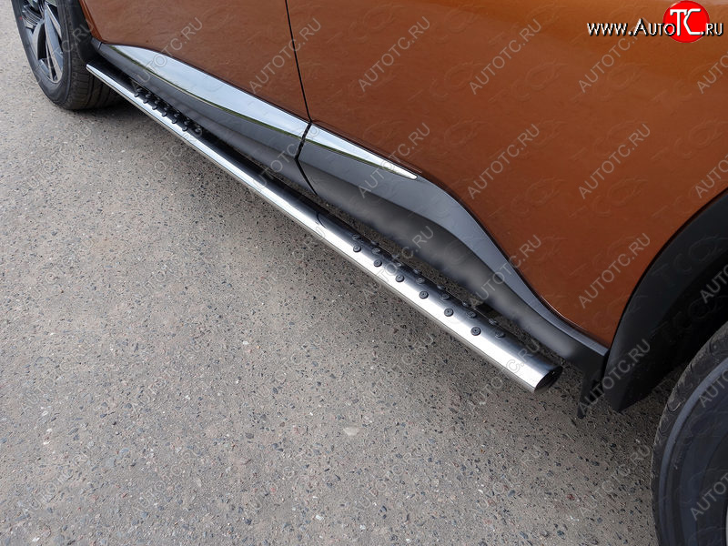 33 999 р. Пороги овальные с проступью 75х42 мм ТСС Тюнинг  Nissan Murano  3 Z52 (2015-2022) дорестайлинг (серые)  с доставкой в г. Керчь