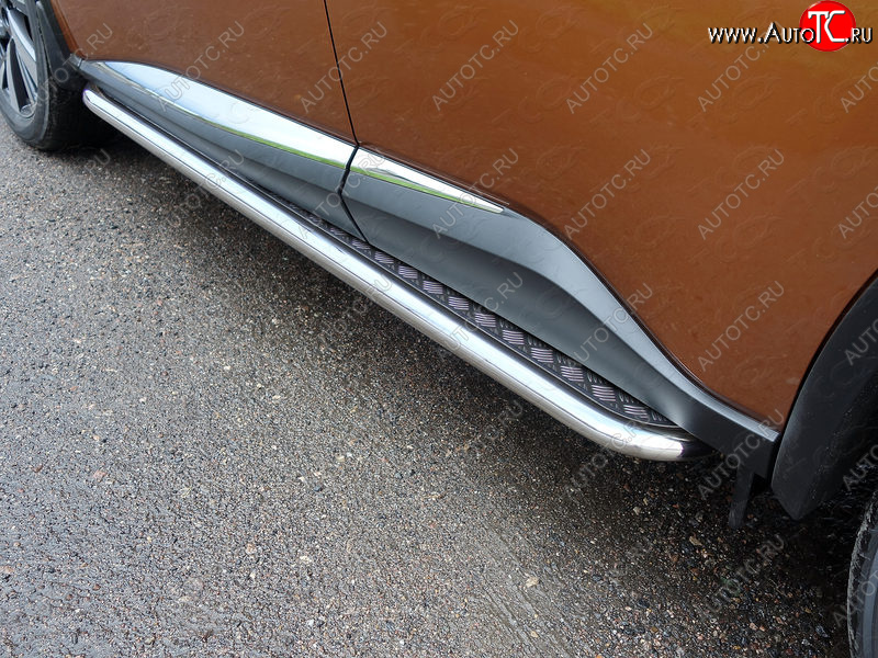 29 999 р. Пороги с площадкой 42,4 мм ТСС Тюнинг  Nissan Murano  3 Z52 (2015-2022) дорестайлинг (серые)  с доставкой в г. Керчь