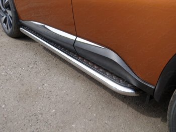 Пороги с площадкой 60,3 мм ТСС Тюнинг Nissan Murano 3 Z52 дорестайлинг (2015-2022) (серые)