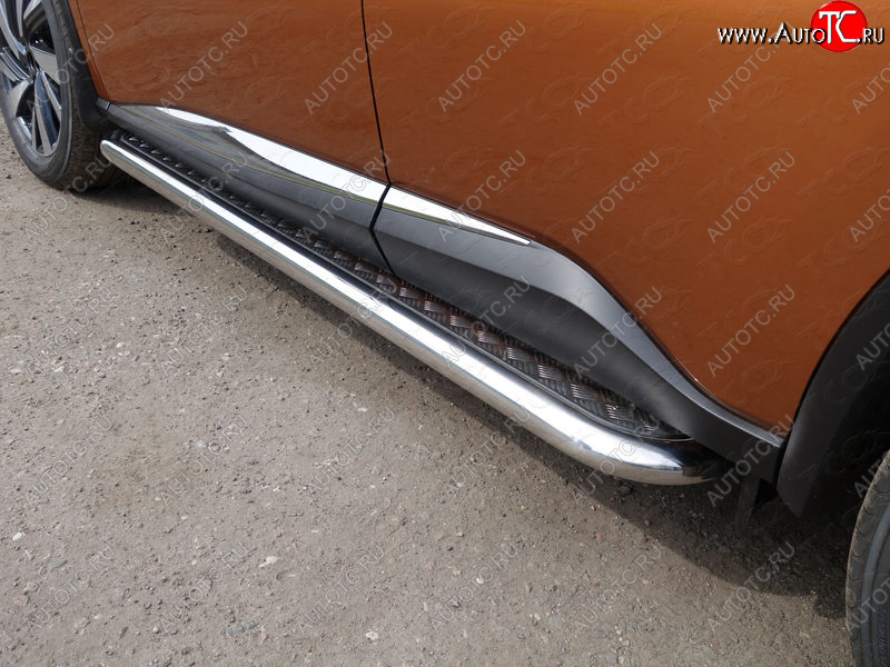 34 799 р. Пороги с площадкой 60,3 мм ТСС Тюнинг Nissan Murano 3 Z52 дорестайлинг (2015-2022) (серые)  с доставкой в г. Керчь