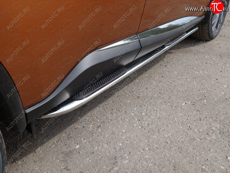 33 999 р. Пороги овальные гнутые с накладкой 75х42 мм ТСС Тюнинг  Nissan Murano  3 Z52 (2015-2022) дорестайлинг (серые)  с доставкой в г. Керчь