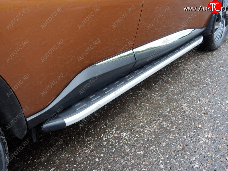 20 599 р. Пороги алюминиевые с пластиковой накладкой ТСС Тюнинг  Nissan Murano  3 Z52 (2015-2022) дорестайлинг (серые)  с доставкой в г. Керчь