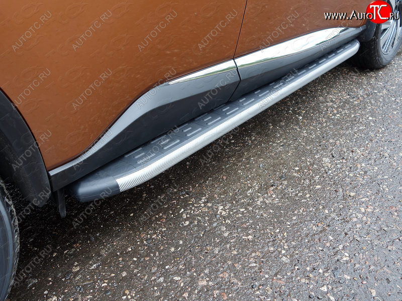 21 999 р. Пороги алюминиевые с пластиковой накладкой ТСС Тюнинг  Nissan Murano  3 Z52 (2015-2022) дорестайлинг (карбон серые)  с доставкой в г. Керчь
