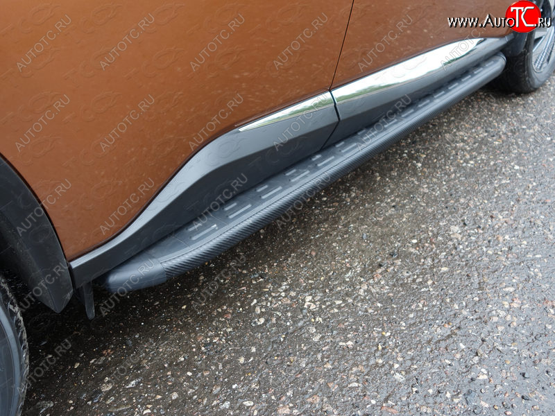 21 999 р. Пороги алюминиевые с пластиковой накладкой ТСС Тюнинг  Nissan Murano  3 Z52 (2015-2022) дорестайлинг (карбон черные)  с доставкой в г. Керчь