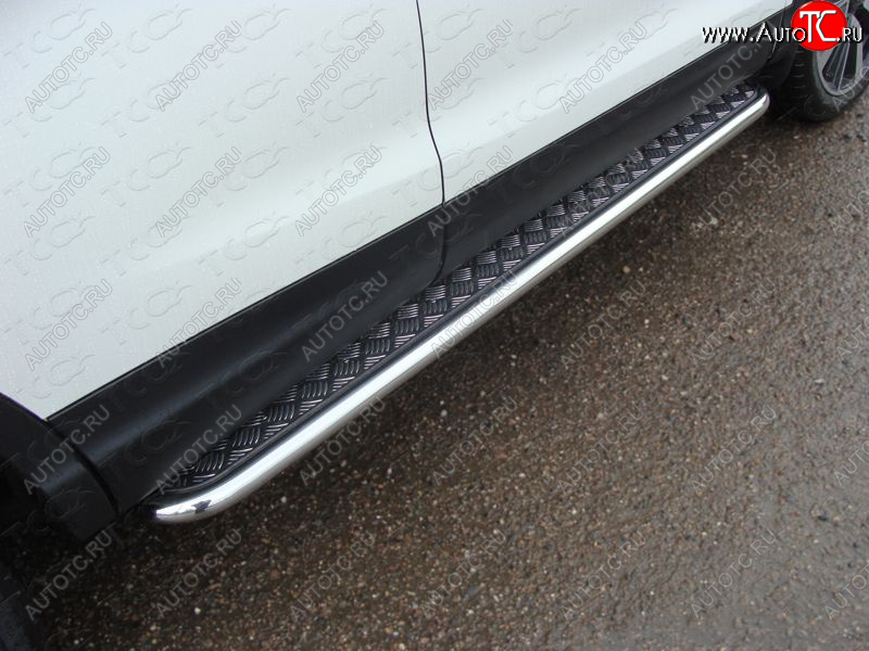 27 849 р. Пороги с площадкой 42,4 мм ТСС Тюнинг  Nissan Qashqai  2 (2013-2019) J11 дорестайлинг (серые)  с доставкой в г. Керчь