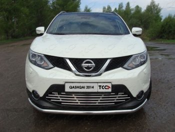Декоративная вставка переднего бампера ТСС Тюнинг Nissan Qashqai  2 (2013-2019) J11 дорестайлинг (d 16 мм)