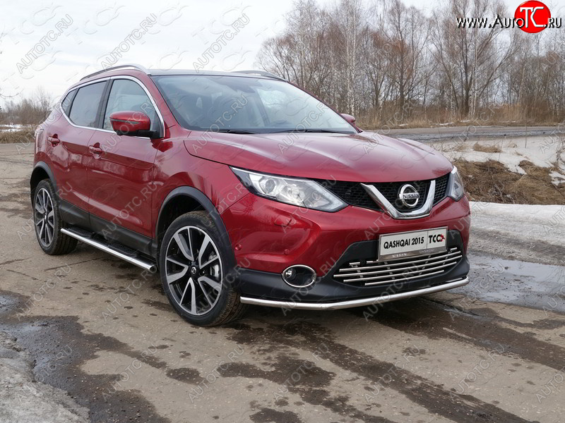 15 999 р. Защита переднего бампера нижняя 42,4 мм ТСС Тюнинг Nissan Qashqai 2 J11 дорестайлинг (2013-2019) (нержавейка)  с доставкой в г. Керчь