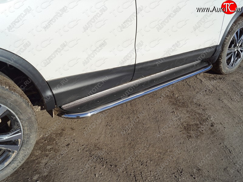 47 999 р. Пороги с площадкой 75х42 мм ТСС Тюнинг  Nissan Qashqai  2 (2013-2019) J11 дорестайлинг (нержавейка)  с доставкой в г. Керчь