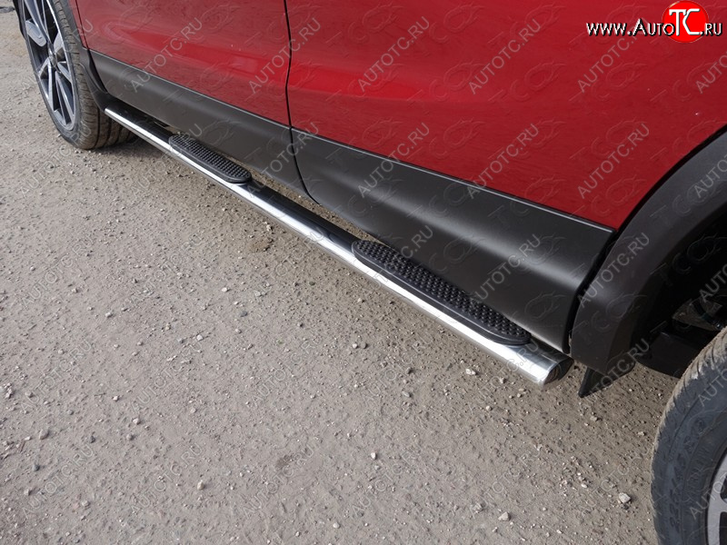 29 749 р. Пороги овальные с накладкой 75х42 мм ТСС Тюнинг Nissan Qashqai 2 J11 рестайлинг (2017-2022) (серые)  с доставкой в г. Керчь