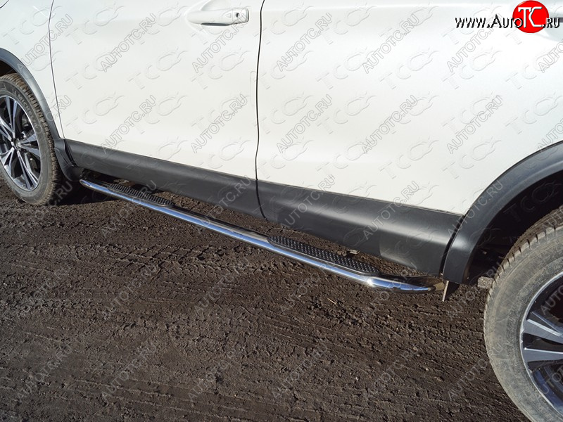 32 849 р. Пороги овальные гнутые с накладкой 75х42 мм ТСС Тюнинг Nissan Qashqai 2 J11 рестайлинг (2017-2022) (серые)  с доставкой в г. Керчь