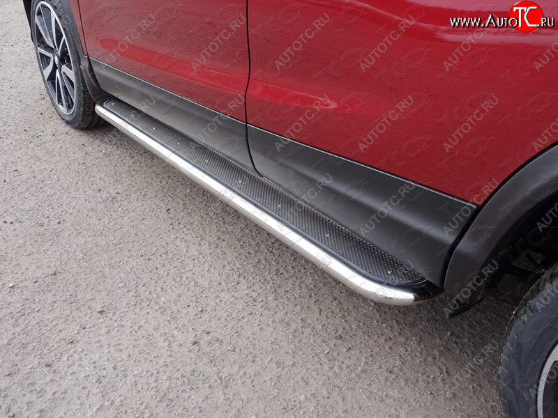 36 999 р. Пороги с площадкой 42,4 мм ТСС Тюнинг  Nissan Qashqai  2 (2017-2022) J11 рестайлинг (нержавейка )  с доставкой в г. Керчь