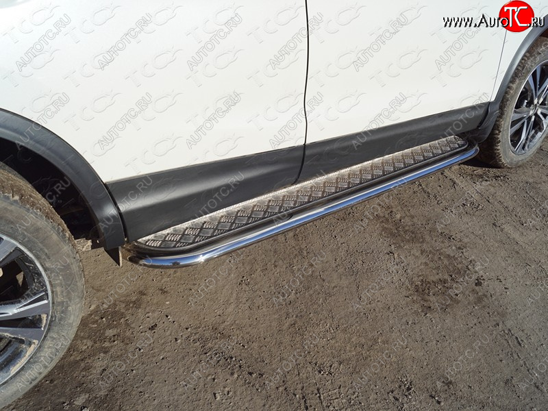 39 949 р. Пороги с площадкой 75х42 мм ТСС Тюнинг  Nissan Qashqai  2 (2017-2022) J11 рестайлинг (серые)  с доставкой в г. Керчь