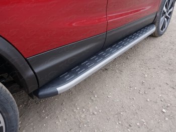 Пороги алюминиевые с пластиковой накладкой, ТСС Тюнинг Nissan Qashqai  2 (2017-2022) J11 рестайлинг (карбон серые)