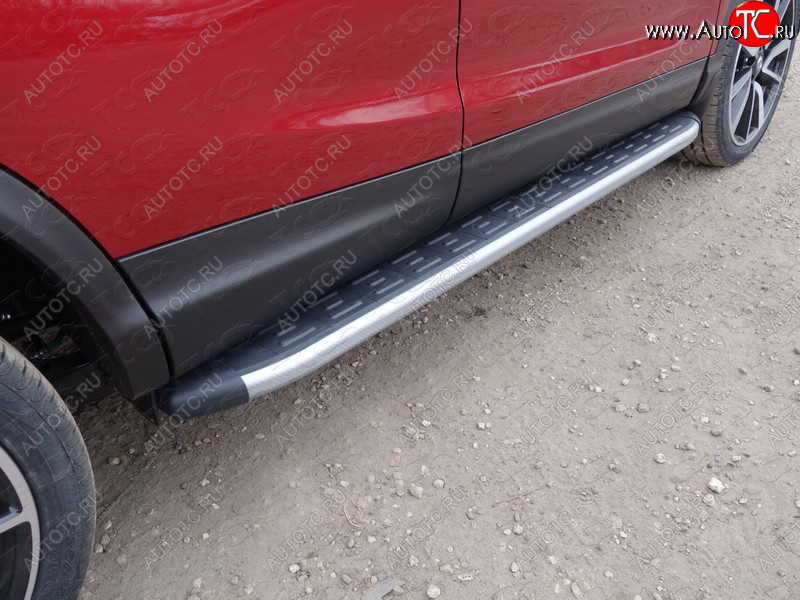 21 999 р. Пороги алюминиевые с пластиковой накладкой ТСС Тюнинг  Nissan Qashqai  2 (2017-2022) J11 рестайлинг (карбон )  с доставкой в г. Керчь