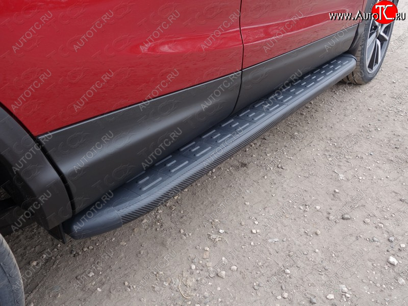 21 999 р. Пороги алюминиевые с пластиковой накладкой ТСС Тюнинг  Nissan Qashqai  2 (2017-2022) J11 рестайлинг (карбон черные)  с доставкой в г. Керчь