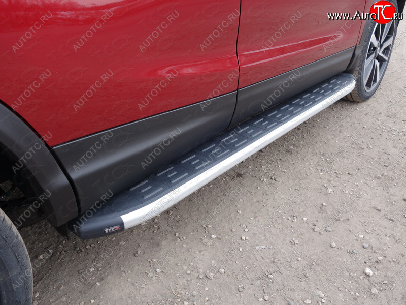 20 599 р. Пороги алюминиевые с пластиковой накладкой ТСС Тюнинг  Nissan Qashqai +2  1 (2010-2014) J10 рестайлинг (серые)  с доставкой в г. Керчь