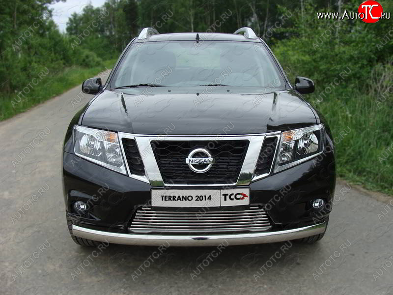 20 699 р. Защита переднего бампера нижняя овальная 75х42 мм ТСС Тюнинг  Nissan Terrano  D10 (2013-2016) дорестайлинг (нержавейка)  с доставкой в г. Керчь
