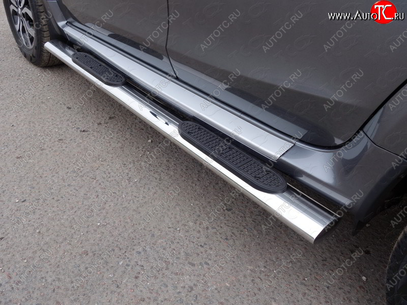 38 799 р. Пороги овальные с накладкой 120х60 мм, ТСС Тюнинг Nissan Terrano D10 дорестайлинг (2013-2016) (серые)  с доставкой в г. Керчь
