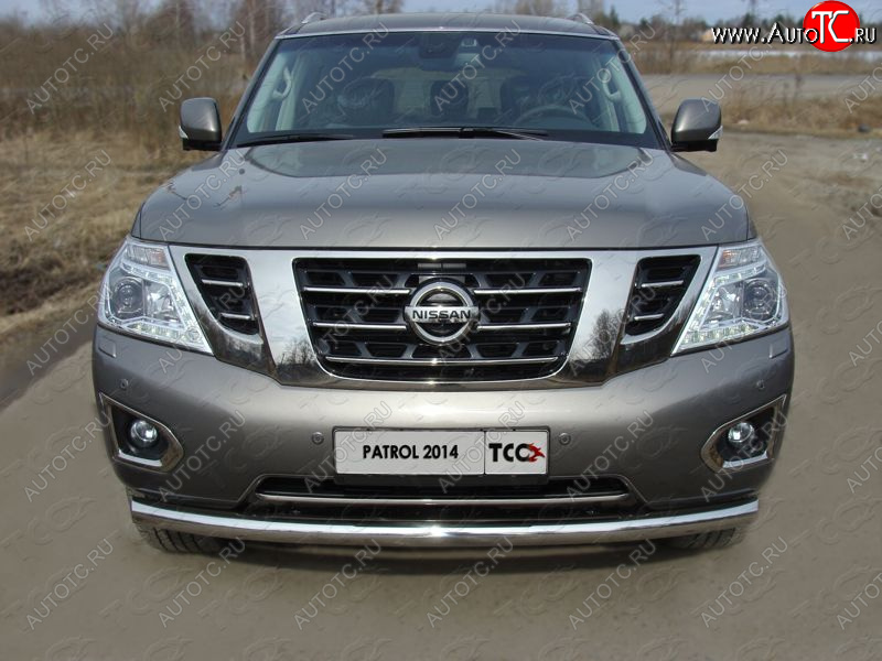 29 449 р. Защита переднего бампера нижняя 76,1 мм ТСС тюнинг Nissan Patrol 6 Y62 рестайлинг (2014-2017) (нержавейка)  с доставкой в г. Керчь