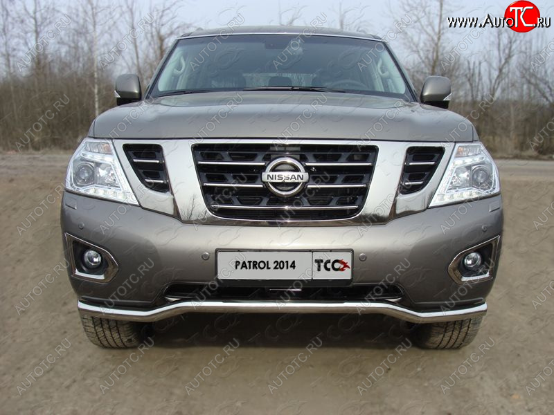 26 499 р. Защита переднего бампера кенгурин 60,3 мм ТСС Тюнинг Nissan Patrol 6 Y62 рестайлинг (2014-2017) (нержавейка)  с доставкой в г. Керчь