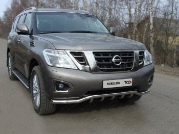 Защита переднего бампера кенгурин с вставкой 60,3 мм ТСС Тюнинг Nissan Patrol 6 Y62 рестайлинг (2014-2017) (нержавейка)