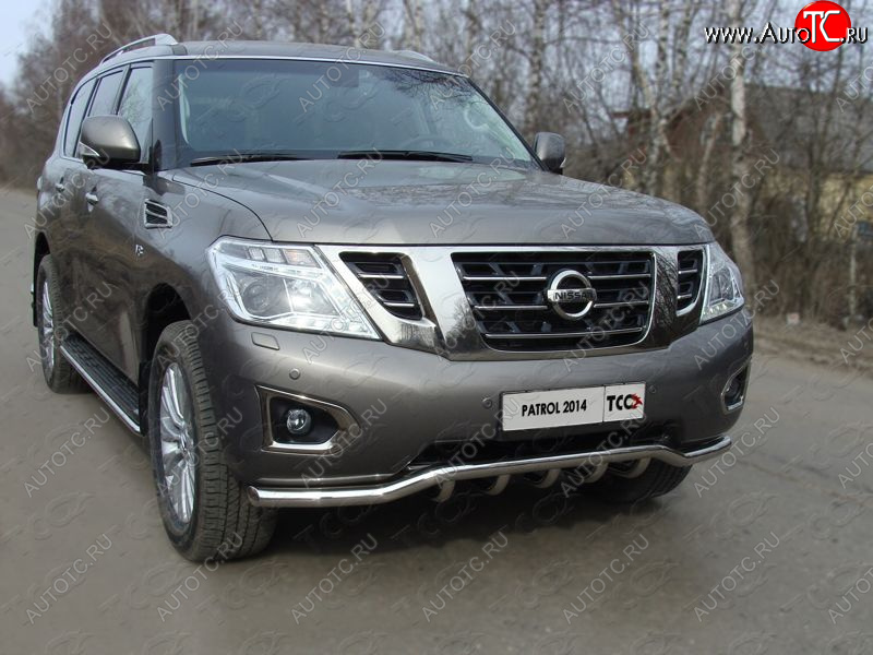 33 849 р. Защита переднего бампера кенгурин с вставкой 60,3 мм ТСС Тюнинг Nissan Patrol 6 Y62 рестайлинг (2014-2017) (нержавейка)  с доставкой в г. Керчь