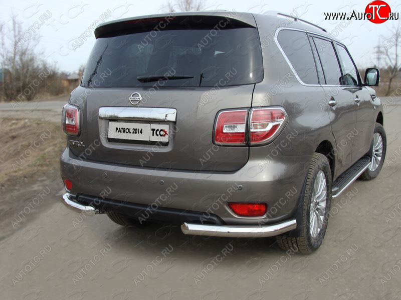 21 999 р. Защита задняя (уголки, нержавейка 76,1 мм) ТСС Тюнинг  Nissan Patrol  6 (2014-2017) Y62 рестайлинг  с доставкой в г. Керчь