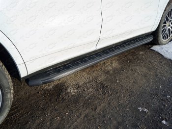 Пороги алюминиевые с пластиковой накладкой ТСС Тюнинг Porsche Cayenne  PO536 (2018-2025) (карбон черные)