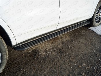 Пороги алюминиевые Slim Line ТСС Тюнинг Porsche Cayenne  PO536 (2018-2025) (Black )