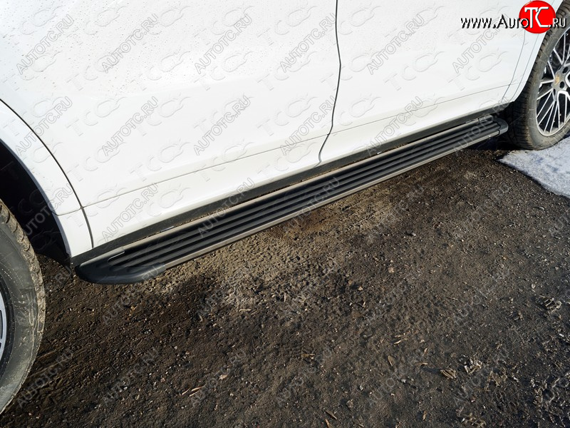 21 999 р. Пороги алюминиевые Slim Line ТСС Тюнинг  Porsche Cayenne  PO536 (2018-2025) (Black )  с доставкой в г. Керчь