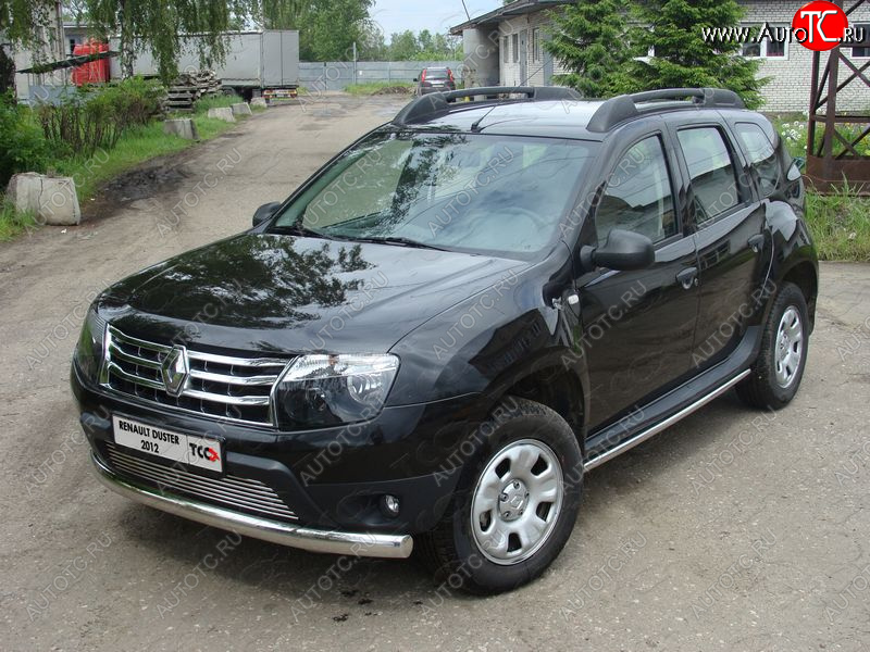 20 699 р. Защита переднего бампера овальная длинная 75*42 мм ТСС Тюнинг  Renault Duster  HS (2010-2015) дорестайлинг (нержавейка)  с доставкой в г. Керчь