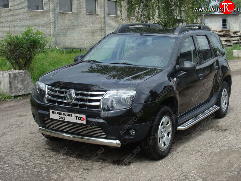 15 899 р. Защита передняя овальная короткая 75х42 мм ТСС Тюнинг  Renault Duster  HS (2010-2015) дорестайлинг (нержавейка)  с доставкой в г. Керчь
