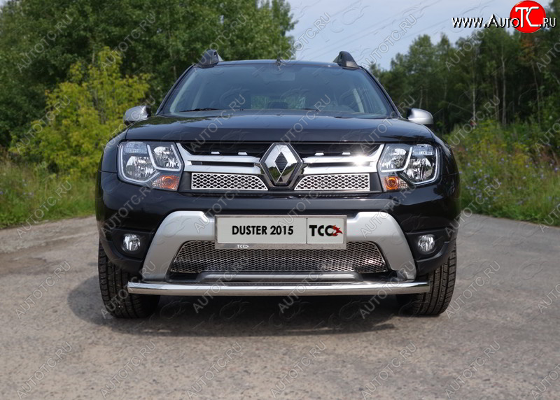 14 699 р. Защита переднего бампера нижняя d60,3 мм ТСС Тюнинг Renault Duster HS рестайлинг (2015-2021) (нержавейка)  с доставкой в г. Керчь