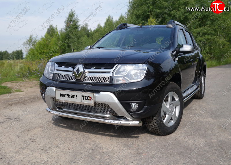 29 449 р. Защита переднего бампера нижняя с ДХО 60,3 мм ТСС Тюнинг Renault Duster HS рестайлинг (2015-2021) (нержавейка)  с доставкой в г. Керчь