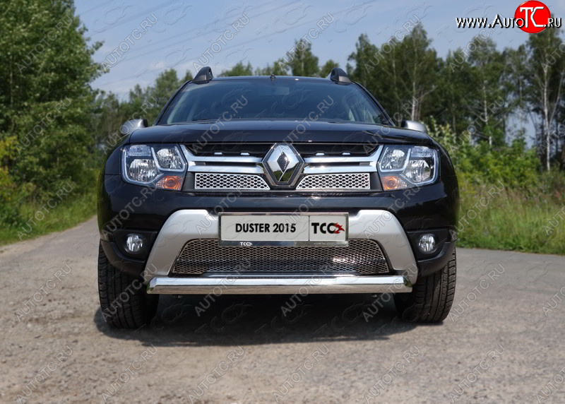 12 749 р. Защита переднего бампера нижняя овальная 75х42 мм ТСС Тюнинг  Renault Duster  HS (2015-2021) рестайлинг (нержавейка)  с доставкой в г. Керчь