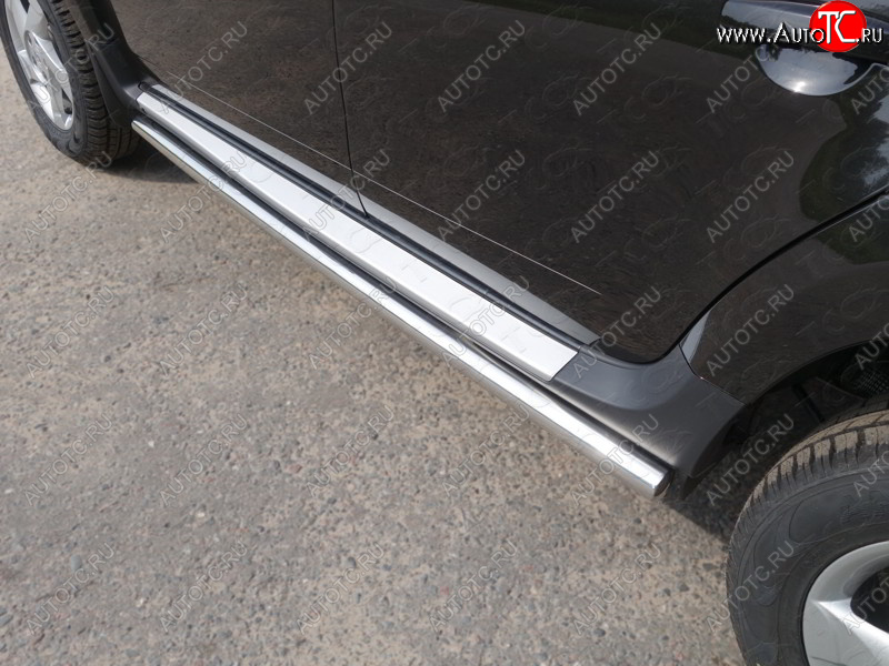 23 549 р. Защита порогов труба d60,3 мм ТСС Тюнинг  Renault Duster  HS (2015-2021) рестайлинг (серые)  с доставкой в г. Керчь