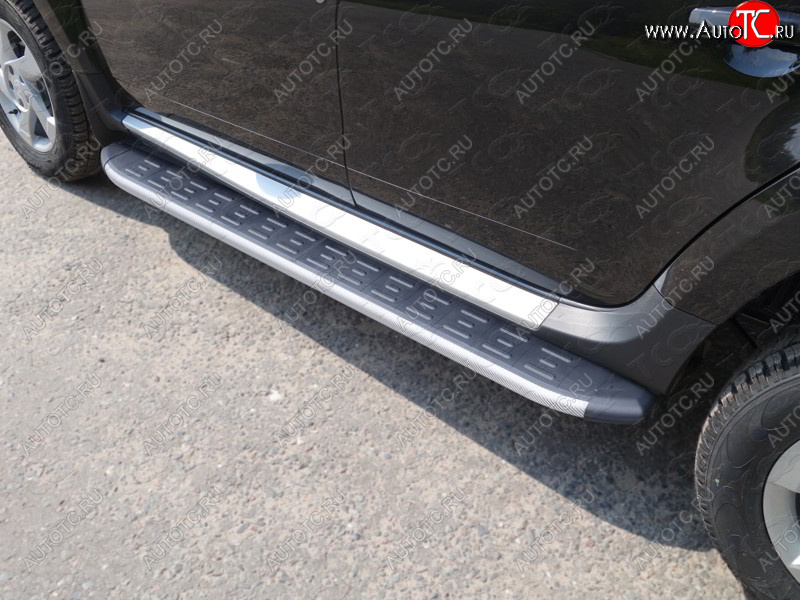 21 999 р. Пороги алюминиевые с пластиковой накладкой ТСС Тюнинг  Renault Duster  HS (2015-2021) рестайлинг (карбон серебро)  с доставкой в г. Керчь